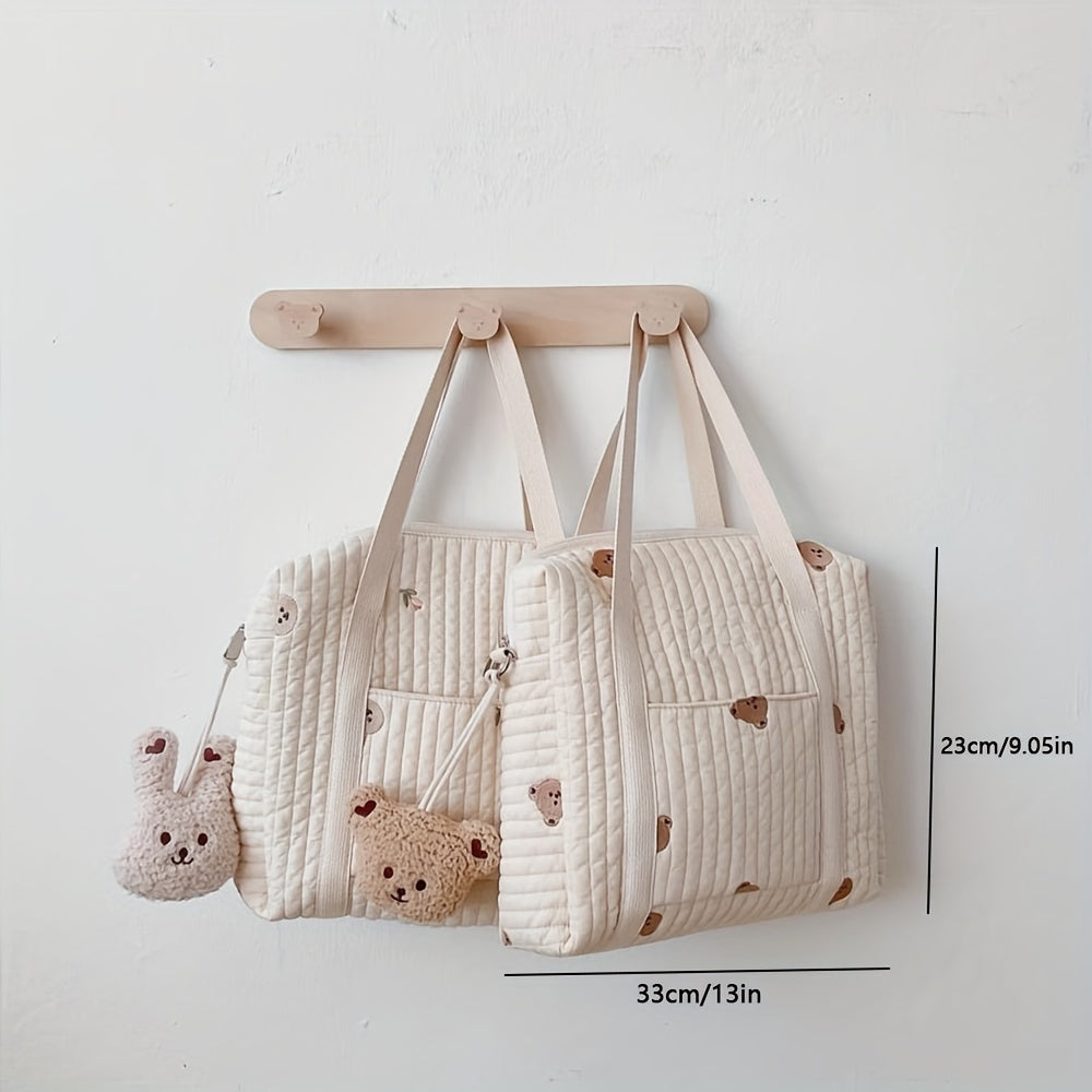 Embroidered Mommy Backpack with Large Capacity for Diaper Bottle