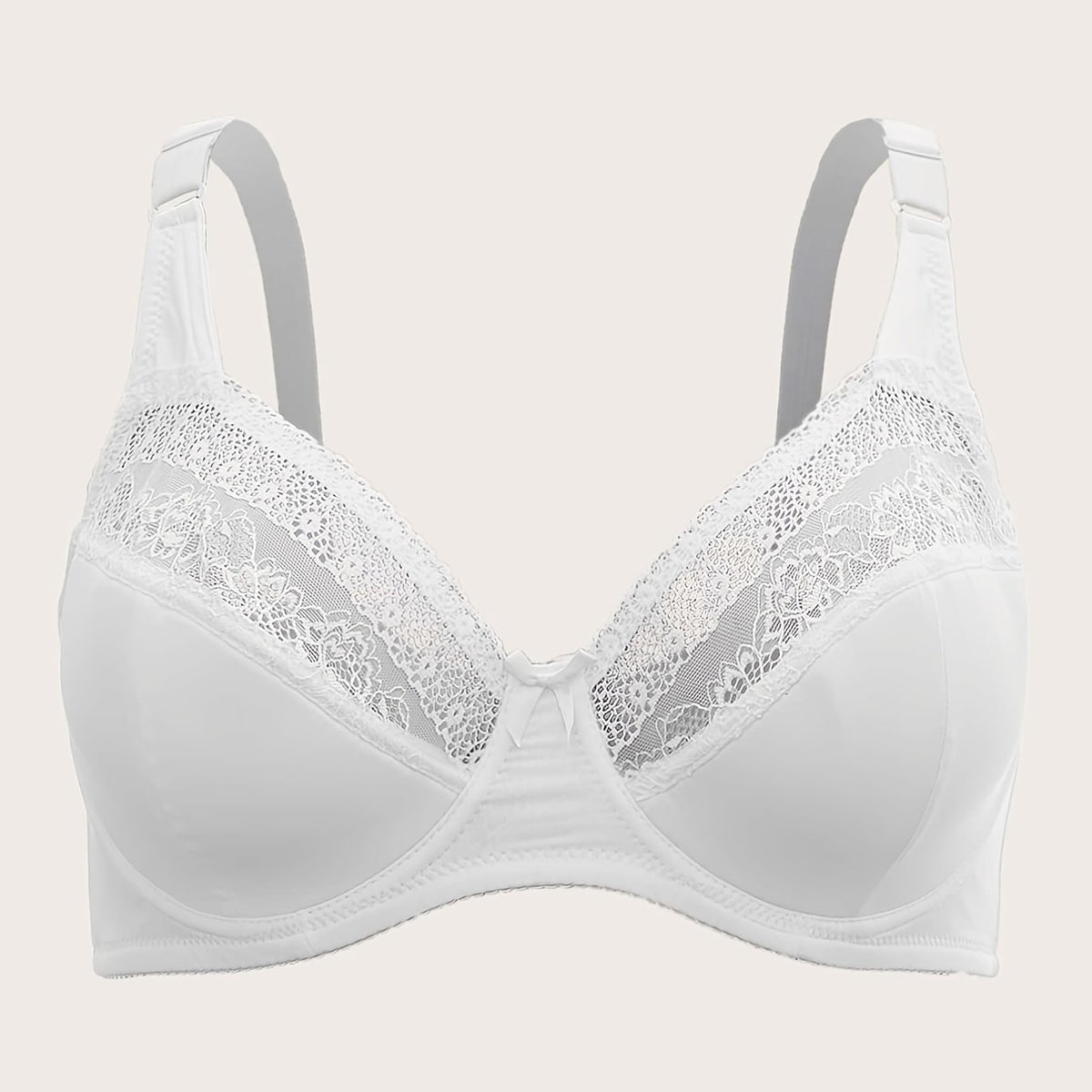  Lace Push Up Solid Bra Full Coverage Medium Stretch Bralette