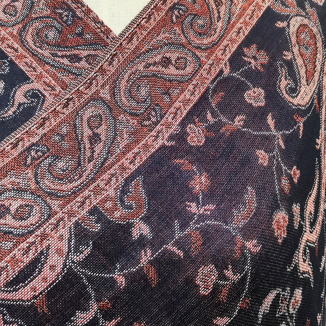 Jacquard Tassel Scarf Paisley Print Wine Red Wrap Women's Shawl