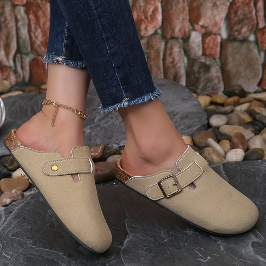 Women's Cork Clogs Mules w/ Buckle Strap, Slip On Shoes