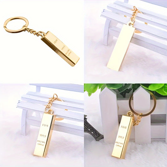 Metal Faux Golden Bar Keychain Funny Gift Men Women
