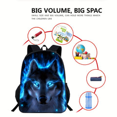 Kids' 3D Wolf Backpack - Casual School Bag for Boys
