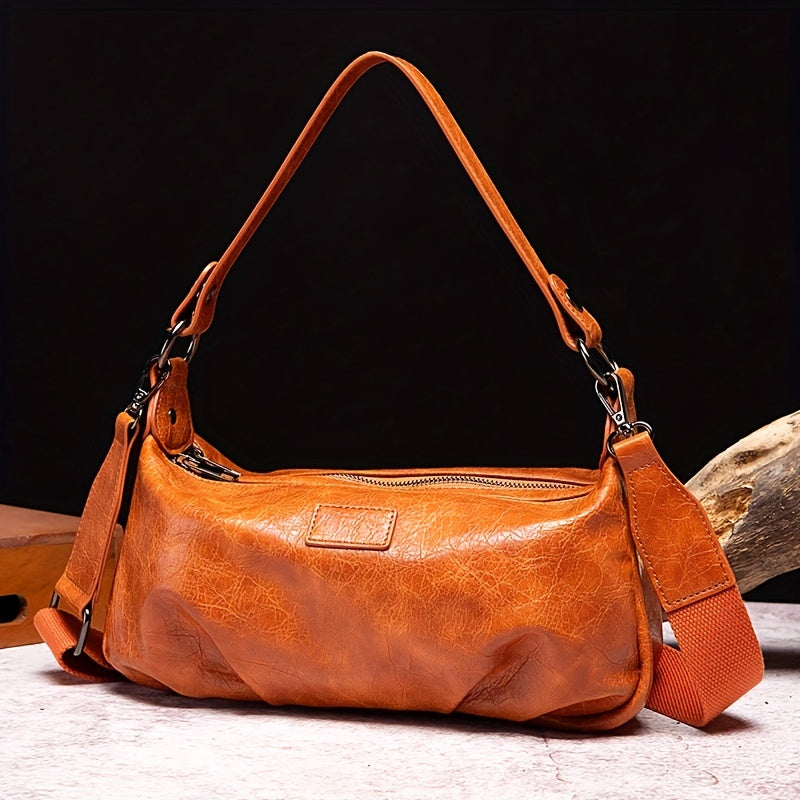 Retro Zipper Underarm Bag Double Layer Crossbody Bag