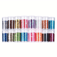 32pcs Glitter Powder & Chunky Glitter Resin Nail Craft Sparkle Sequins Epoxy