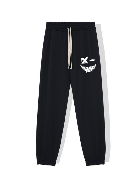 Smiling Expression Print Men's Drawstring Sweatpants