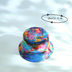 Tie Dye Print Bucket Hat Colorful Cartoon Basin Hat Lightweight Sunscreen Fisher