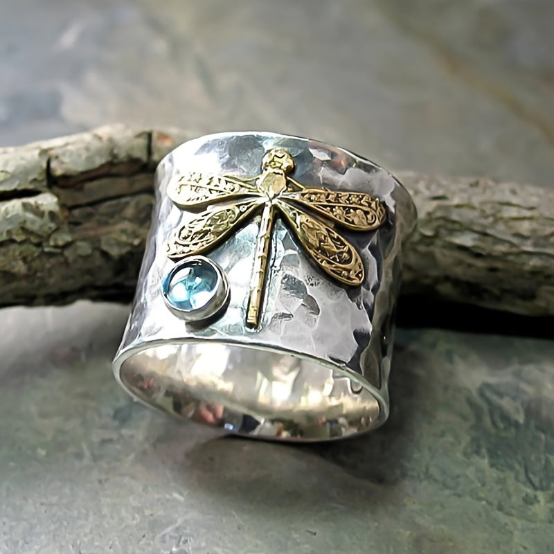 Men's Wide Brim Dragonfly Gem Ring