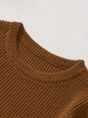 Men's Knitted Block Sweater Casual Crew Neck Pullover