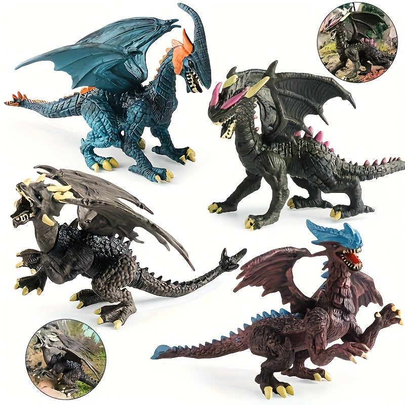 4pcs Rotatable Monster Dinosaur Animal Statue Ornaments PVC Model Gift