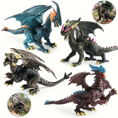 4pcs Rotatable Monster Dinosaur Animal Statue Ornaments PVC Model Gift