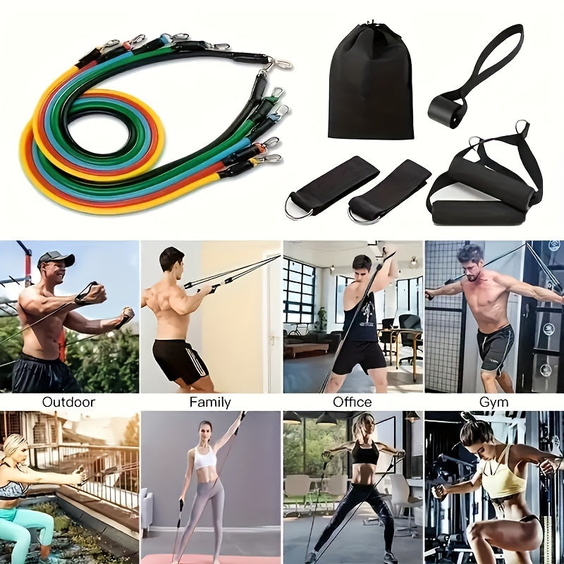 45-36 KG Tension Rope Resistance Band for Yoga Gym Strength Training - 11pcs