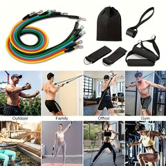 45-36 KG Tension Rope Resistance Band for Yoga Gym Strength Training - 11pcs