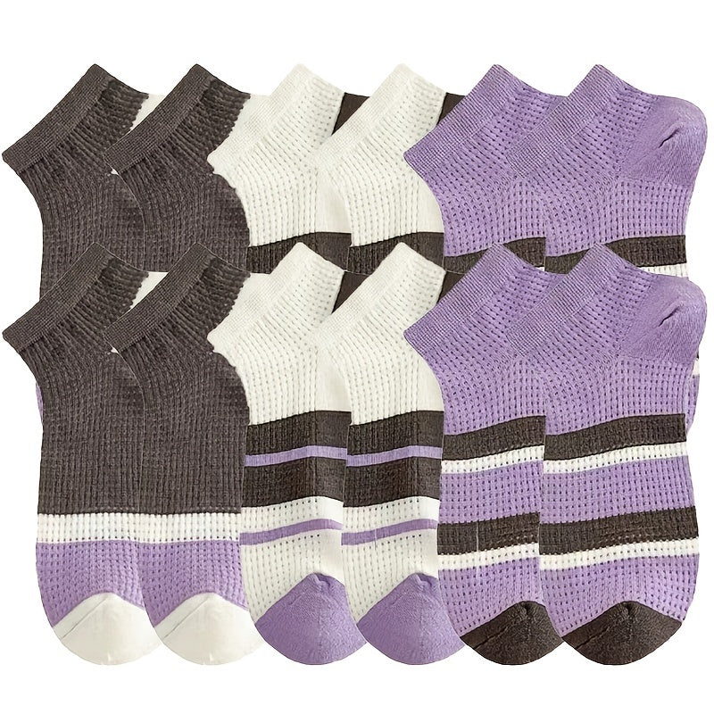 6 Pairs Striped Low Cut Socks Women's Stockings & Hosiery