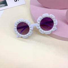 Y2K Flower Frame Pearl Sunglasses UV Protection