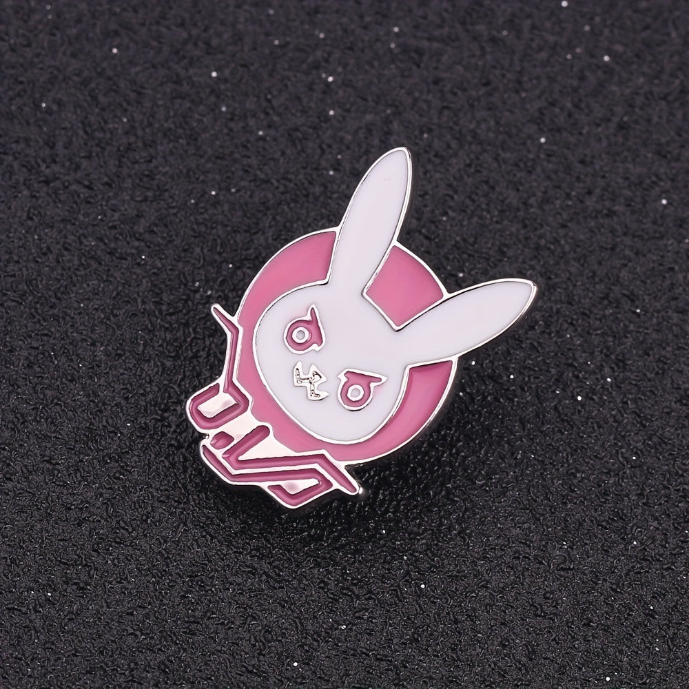 Men's Pink Bunny Brooch, Cartoon Character Backpack Accessory