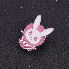 Men's Pink Bunny Brooch, Cartoon Character Backpack Accessory