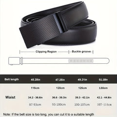 Leather Automatic Slider Silver Alloy Buckle Business Casual Leather Belt
