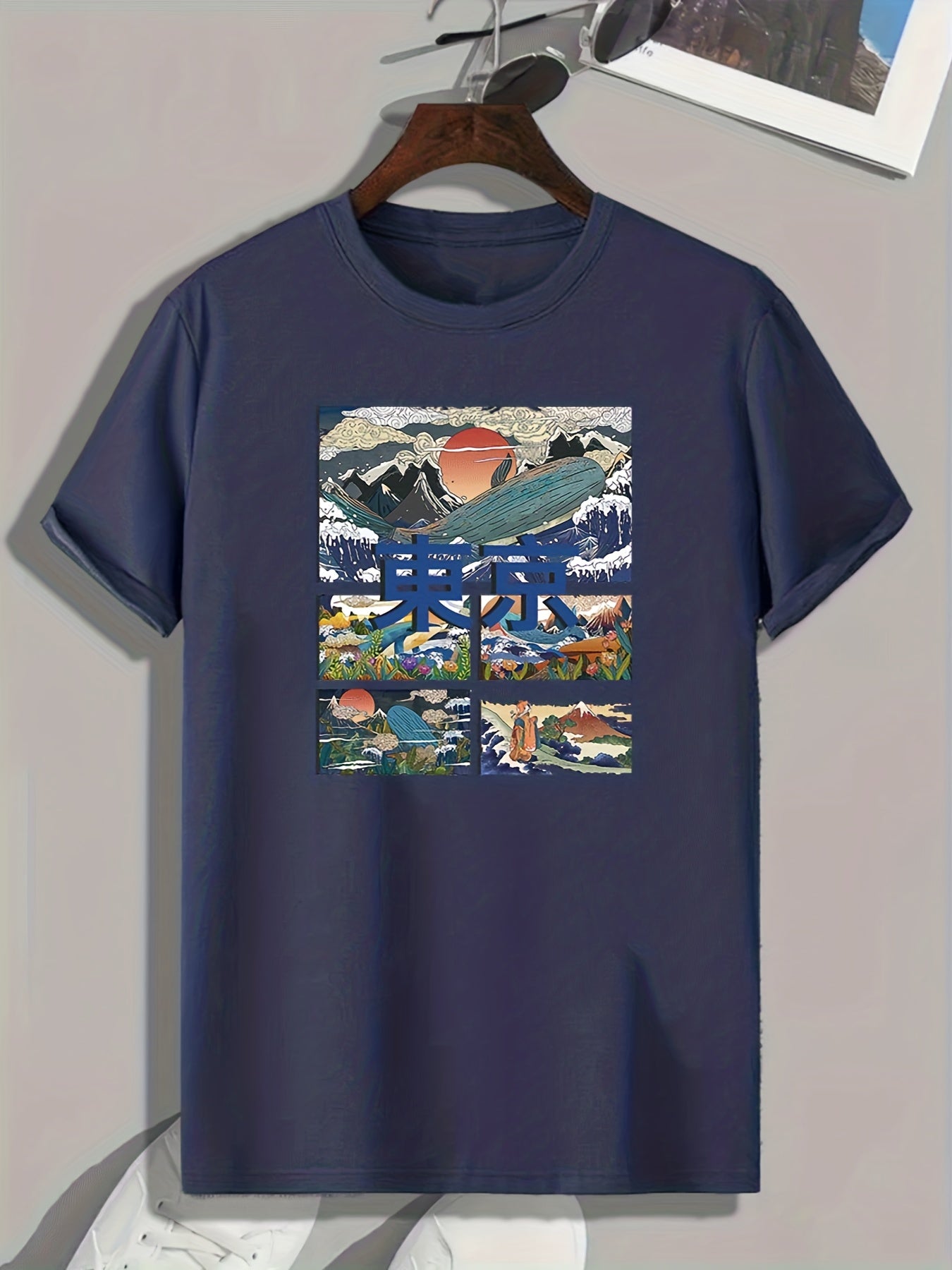 Tokyo Pattern Print Men's Comfy Sports T-shirt Graphic Tee