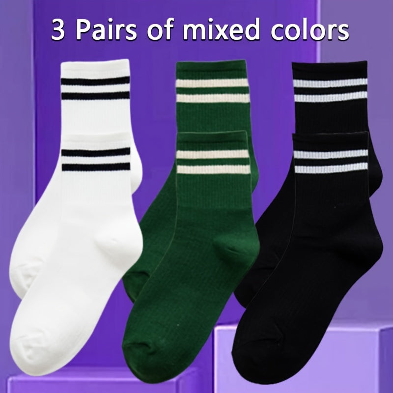 Striped Crew Socks Women's Mid Tube Stockings