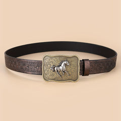 Retro Western Cowboy Belt Running Horse Buckle Belts