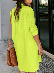 Sexy Button Front Shirt Dress Solid Color Turn Down Collar
