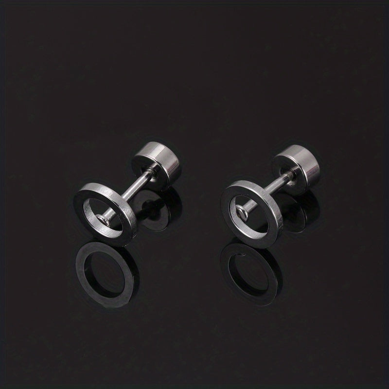 Men's Stainless Steel Stud Earrings Heart Moon Cone Leaf Ear Studs
