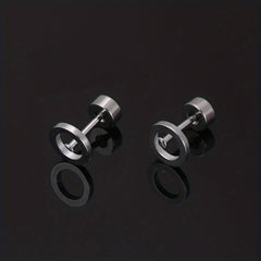 Men's Stainless Steel Stud Earrings Heart Moon Cone Leaf Ear Studs