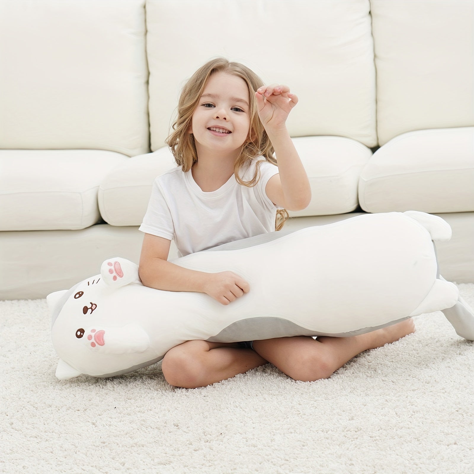 44 Cm Cat Stuffed Animal Soft Long Pillow Cartoon Kitten Plush Toy Gift