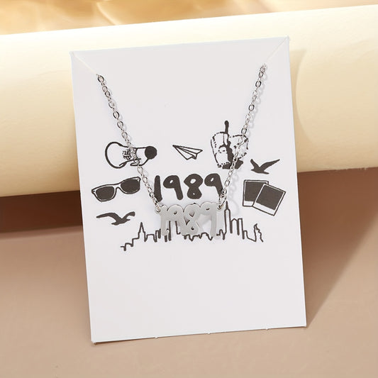 Lucky Number 1989 Charm Necklace Year Number Charm Necklace Clavicle Chain