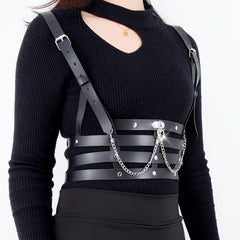 Women's PU Leather Harness Belt Gothic Body Chain Waist Belt
