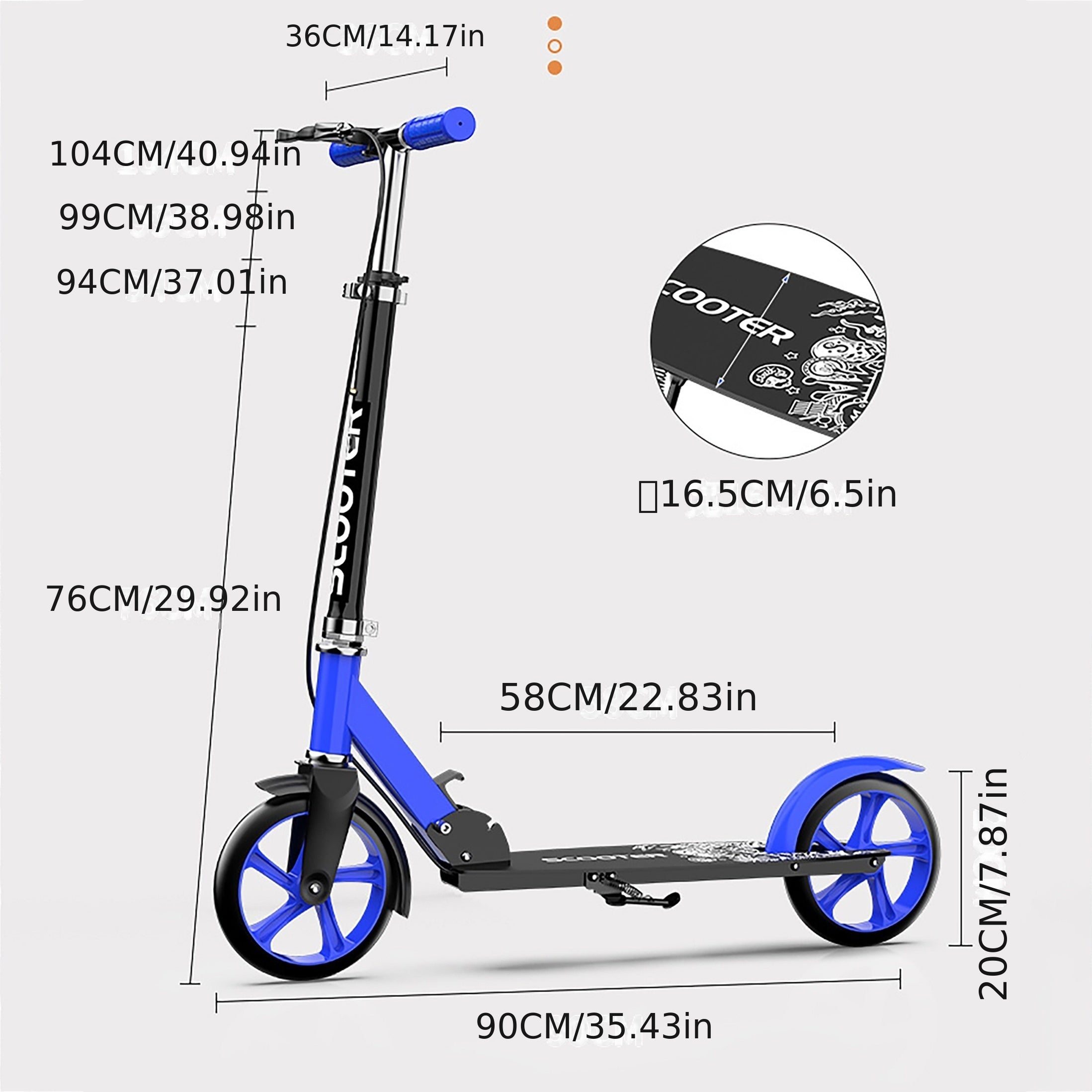 Foldable Two Wheeled Skateboard with Dual Brakes