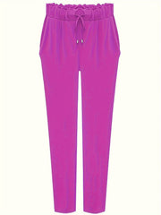  Casual Pants Women's Plus Solid Elastic Drawstring
