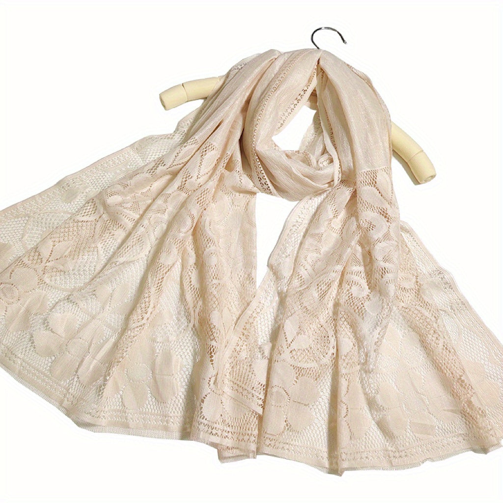 Lace Shawl Solid Jacquard Flower Hollow Cape for Women