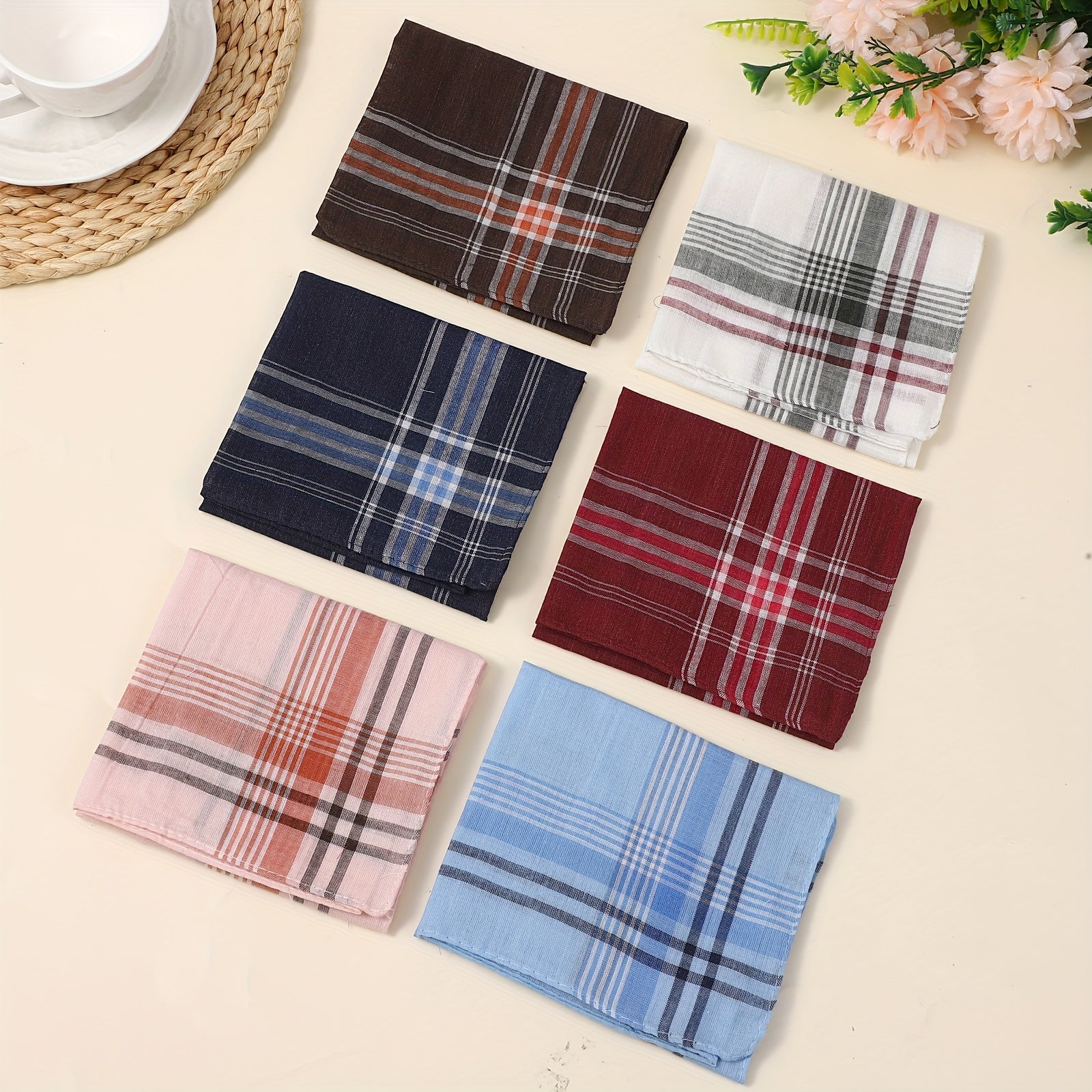 Men's 12 Pack Soft Hankies with Stripe Pocket Square Towel