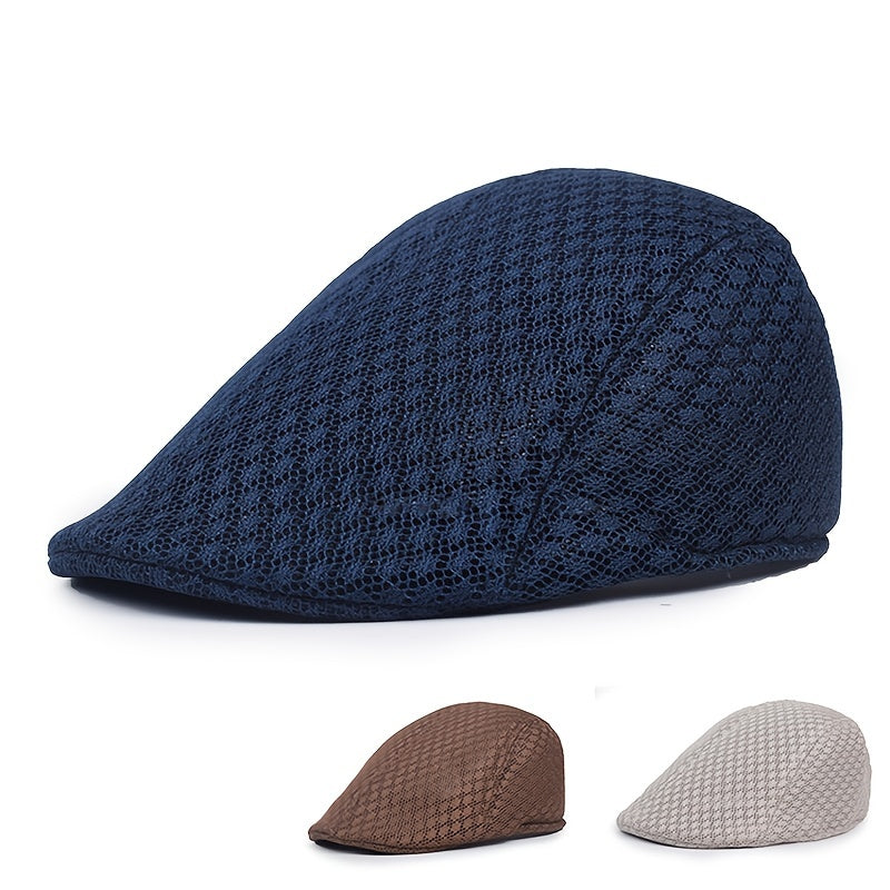 Men's Breathable Mesh Beret Spring Autumn Outdoor Work Cap