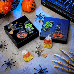 24 Pairs Halloween Rhinestone Earrings Kit Vintage Jewelry Craft