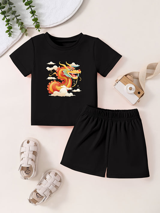 Toddler Dragon T shirt & Shorts 2pcs Summer Set