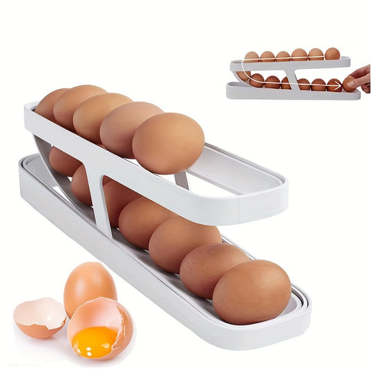 Egg Dispenser 2-Tier Egg Trays Storage Box For Refrigerator