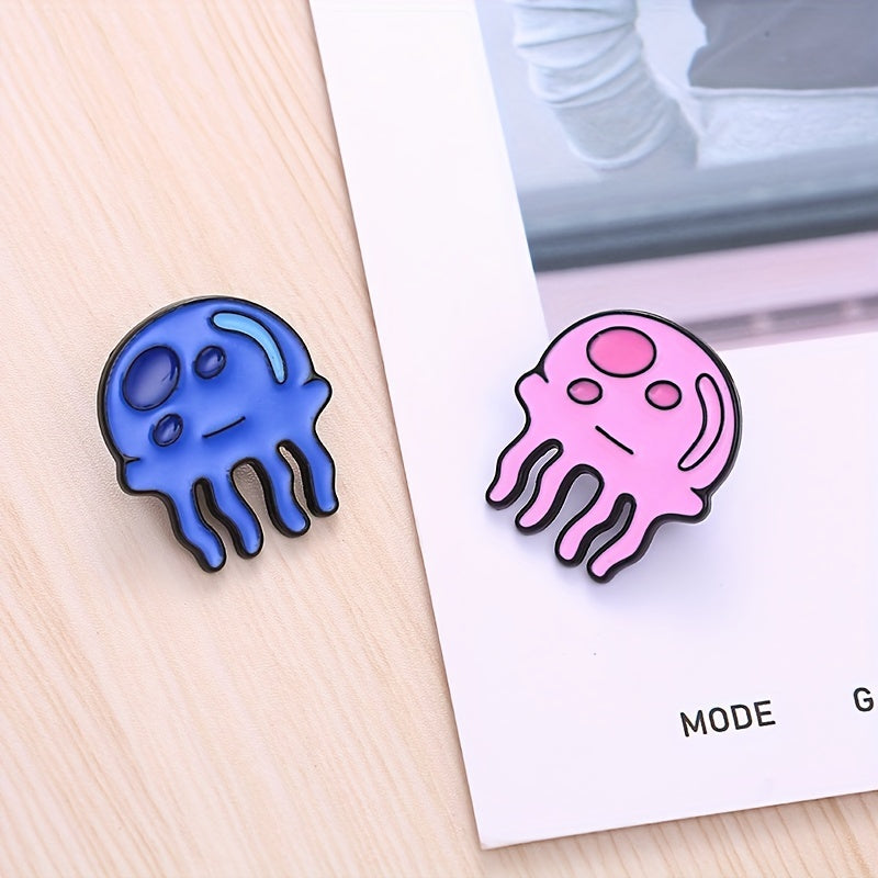 Cartoon Jellyfish Brooch Animal Metal Badge for Men