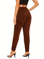 High Waist Button Decor Pants