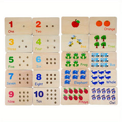 Wooden Sensory Stacking Peg Game Math Counting Board Ages 3-6