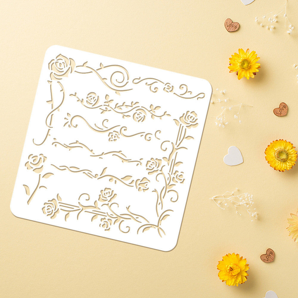 HandMaker PET Hollow Out Drawing Stencil June Rose 30x30cm