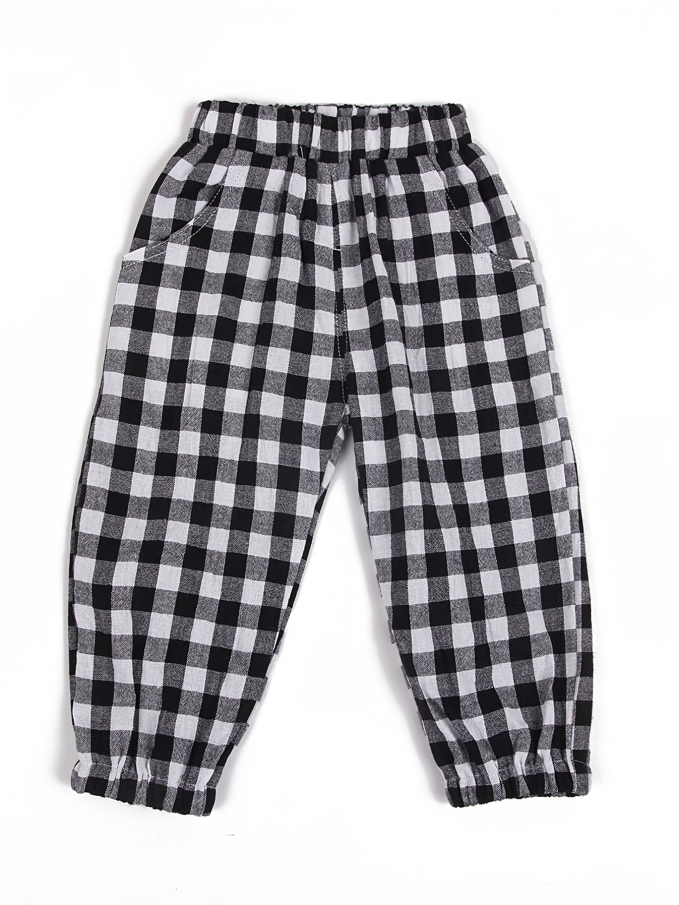 Boys Plaid Long Pants Elastic Waist Casual Kids Clothes