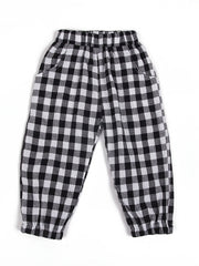 Boys Plaid Long Pants Elastic Waist Casual Kids Clothes