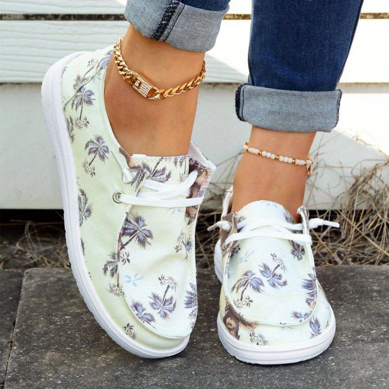 Women's Printed Canvas Slip On Loafers