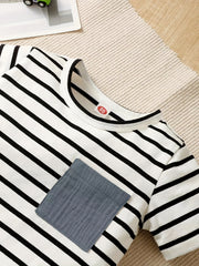 2pcs Little Boy Casual Striped Tees & Shorts Set Summer Kids Clothes