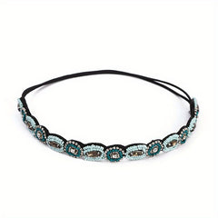 Crystal Rhinestone Headband Beaded Headband Elastic Hair Bands For Women