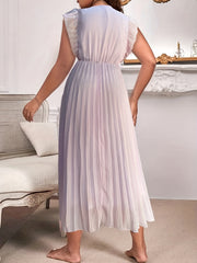  Plain Ruffle Trim Maxi Party Dress