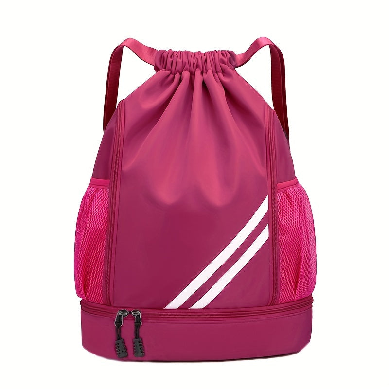 Drawstring Gym Bag Polyester Softshell with Pockets