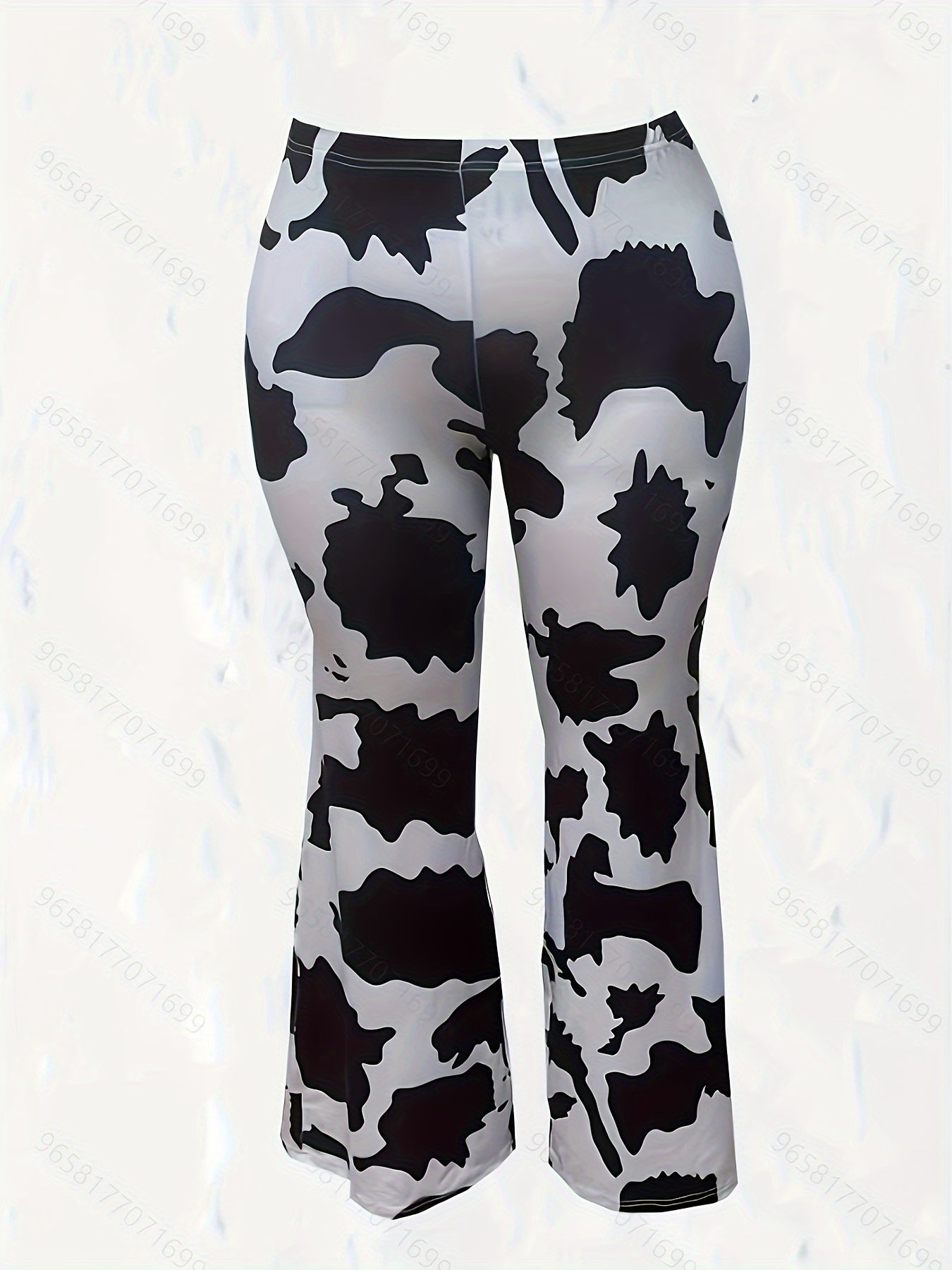 Women's Plus Cow Print Flared Leg Pants